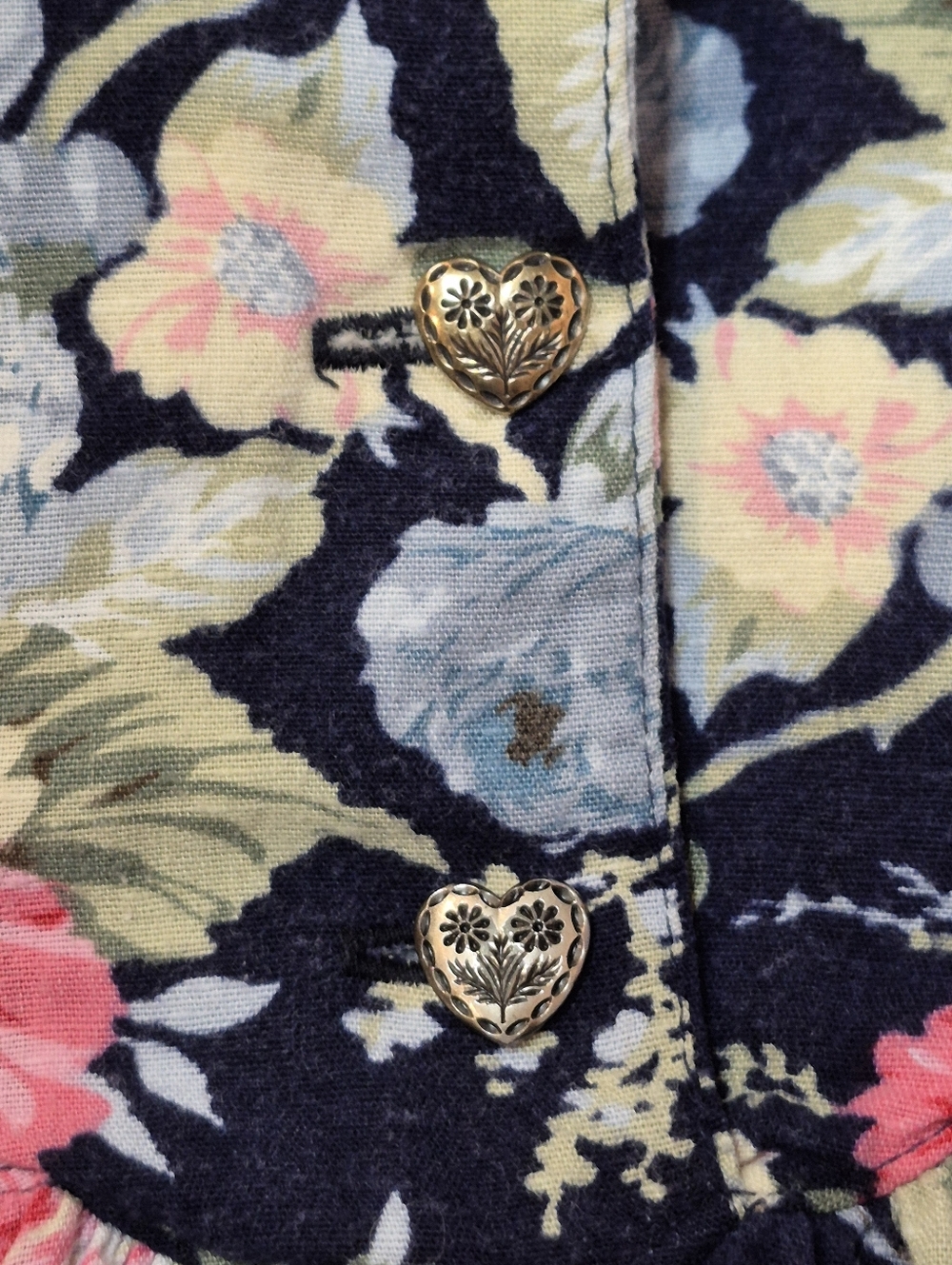 Vintage Les Modes Jolibel Floral Cottagecore Dress Romantic Prairie Tie Hearts - Picture 5 of 17